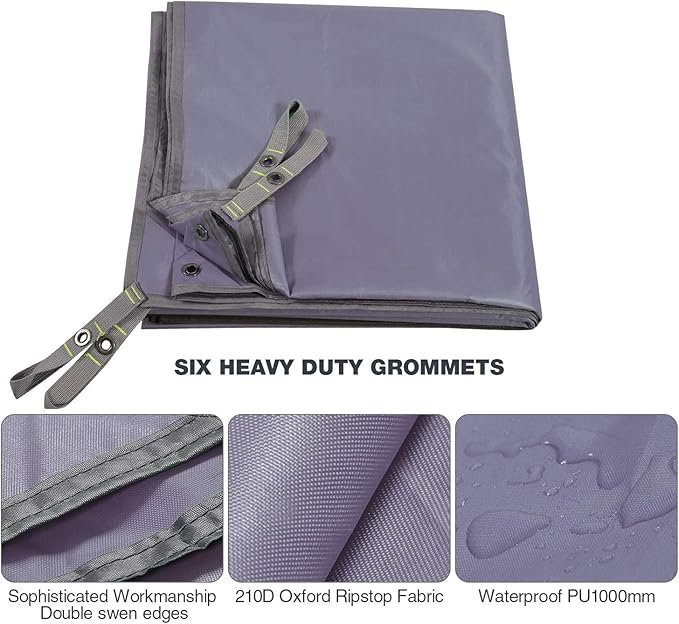 4 Large Waterproof Camping Tarp - Grey 118x116 by REDCAMP