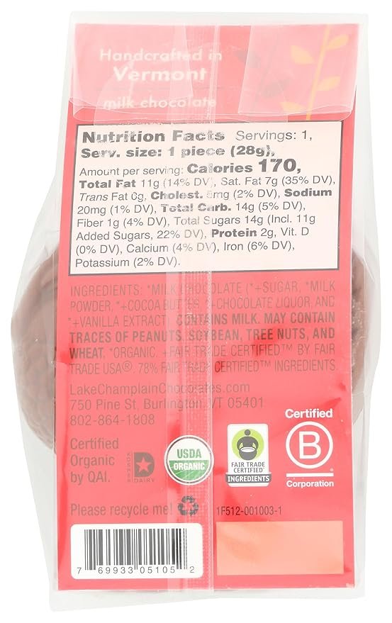 1 LAKE CHAMPLAIN CHOCOLATES Organic Milk Chocolate Turkey, 1 OZ