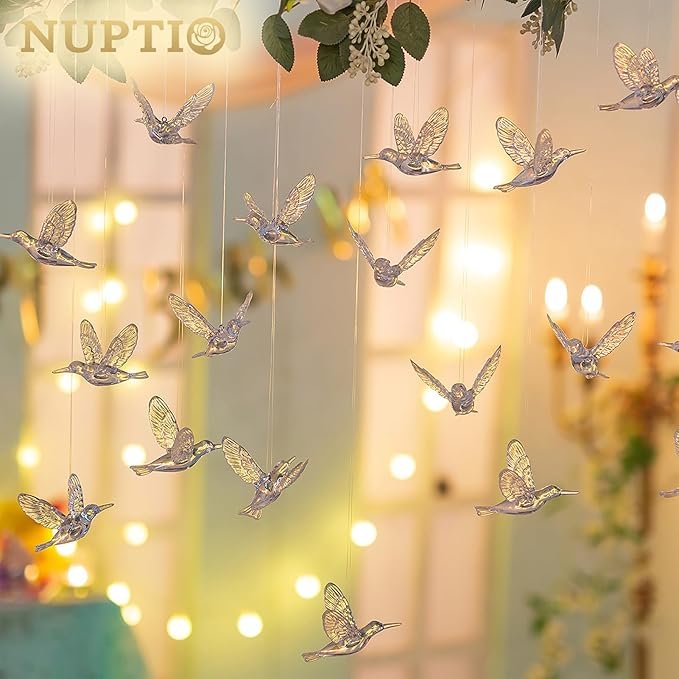 3 30 Pcs DIY Flying Bird Decorative Ceiling Hanging Ornaments with 148ft Transparent line Christmas Tree for Home Kindergarten Shopping Mall Home Table Window Nature Decoration