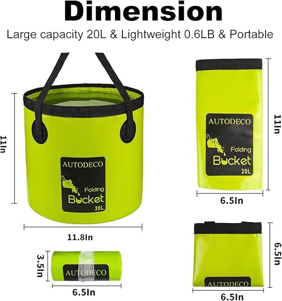 1 Green Portable Collapsible Bucket - 1Pcs 20L