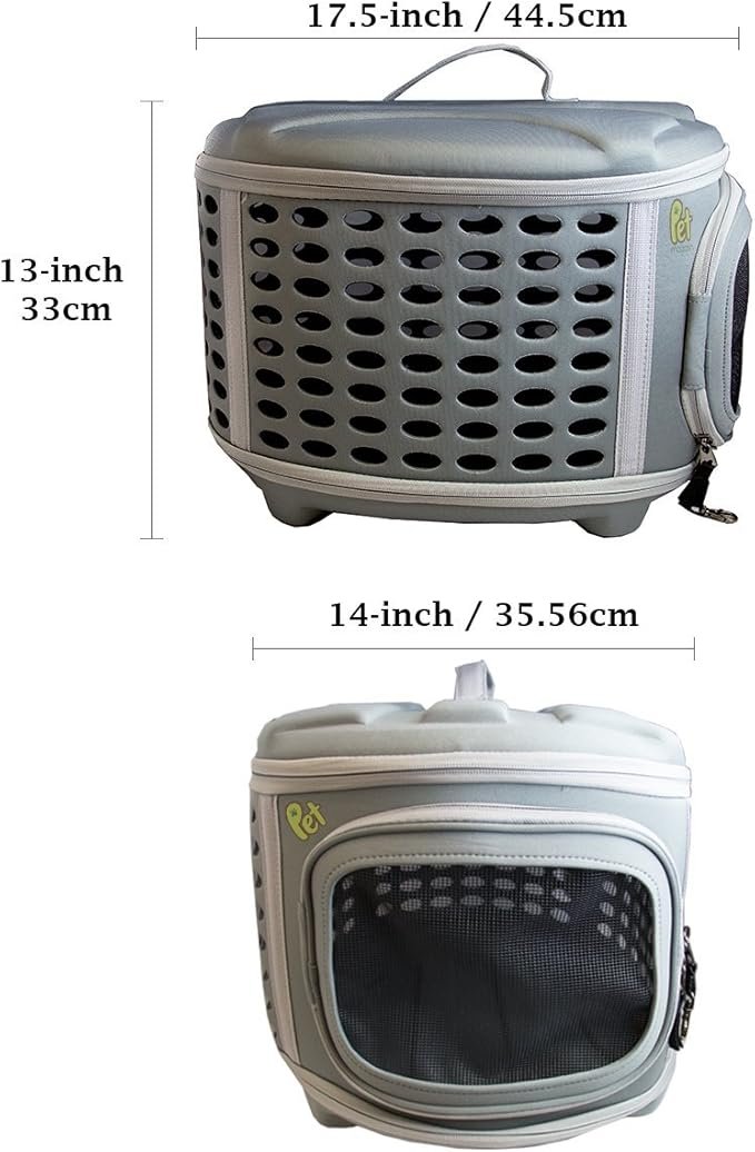 5 Pet Magasin Hard Cover Collapsible Cat Carrier - Pet Travel Kennel with Top-Load & Foldable Feature for Cats, Small Dogs Puppies & Rabbits