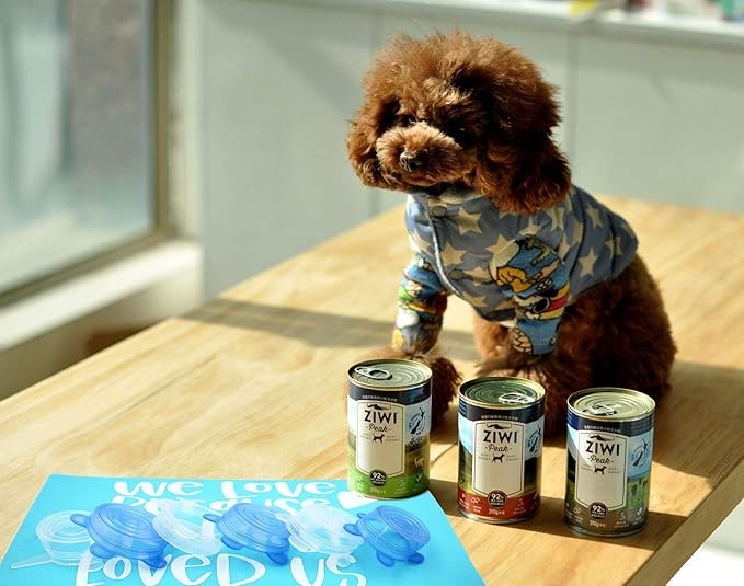 1 Comtim Pet Food Can Lids, Silicone Stretch Can Lids Covers for Dog Cat Food, Reusable Expandable Universal Size Fit Most Cans and Jars, 4 Pack