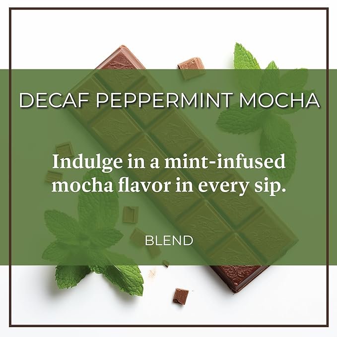 2 The Bean Organic Coffee Company Water Processed DECAF Peppermint Mocha, Medium Roast, Ground Coffee, 16-Ounce Bag, Café Molido Tostado Orgánico descafeinado