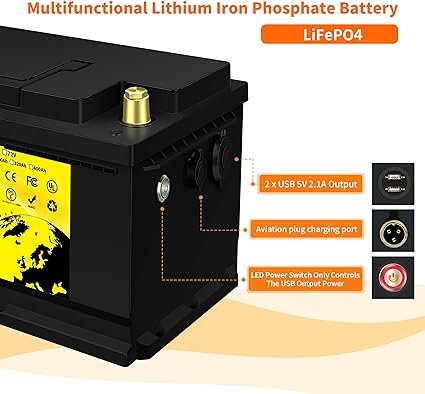 2 Battery 100Ah 12V 1280Wh Deep Cycle Lithium Iron Phosphate Battery+ Built-in BMS Golf Cart EV RV Solar Battery