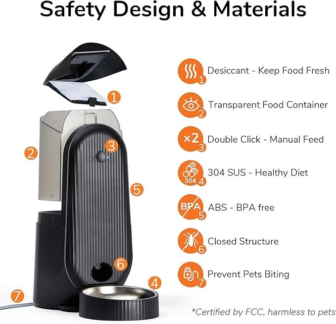 2 Automatic Cat Feeder, WiFi Timed Auto Dog Feeder with App, FUKUMARU Smart Dry Food Dispenser - Never Miss a Feeding with Honey Pets