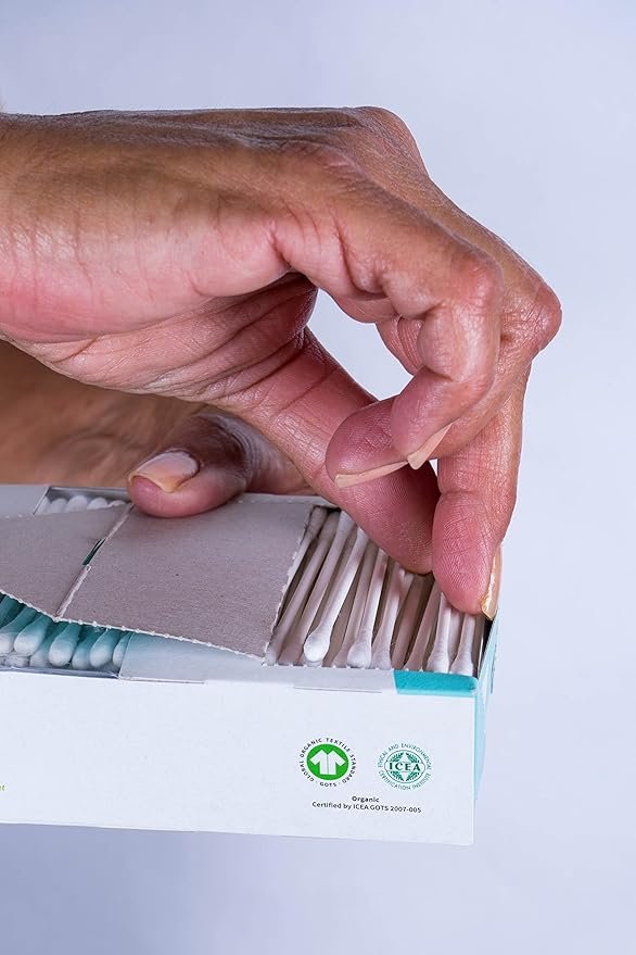 3 Organyc 100% Certified Organic Cotton Swabs - No Man-Made Materials, 200 Count, White