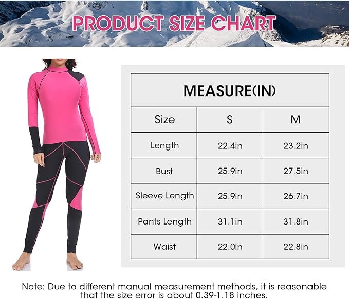 5 AGUTIUN Thermal Underwear Set for Women Fleece Lined Base Layer Top & Ultra Soft Long Johns Set Compression Sport Underwear