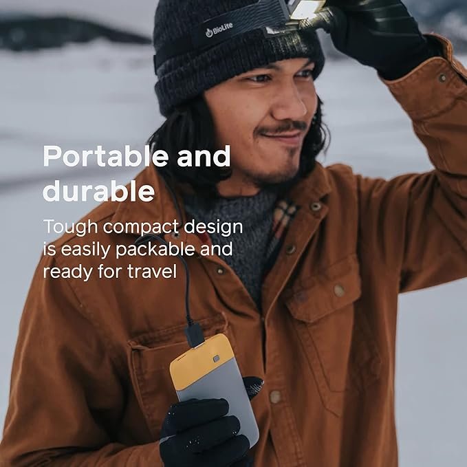 4 BioLite PowerPack 20, 6,000 mAh Multi-Device Portable Charger, 18 W USB Type-C Input/Output and USB Type-A Output