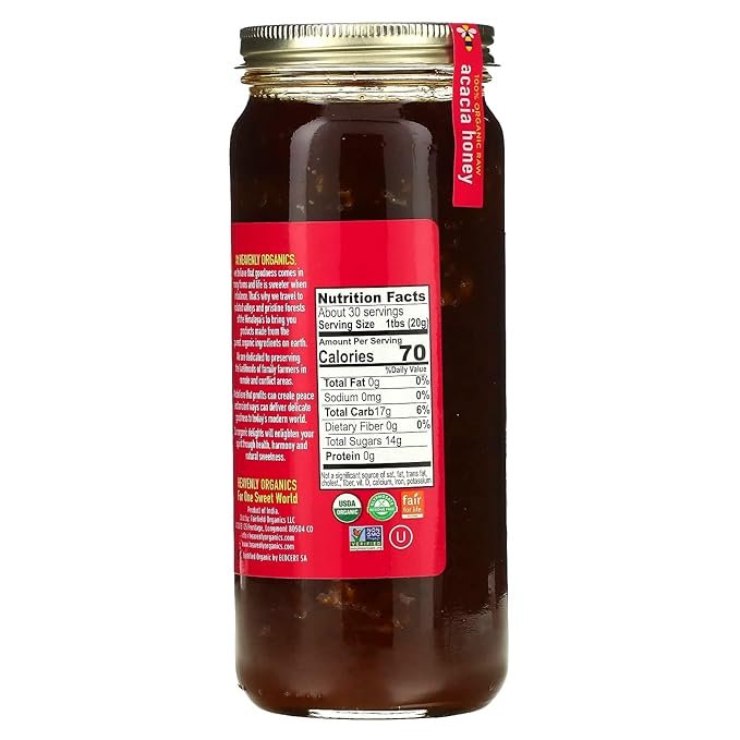 1 Heavenly Organics – 100% Organic Raw Of Honey of Acadia – 22 Oz.