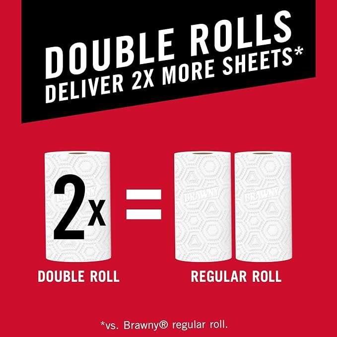 1 Brawny® Precise Cut® Paper Towels, 6 Double Rolls = 12 Regular Rolls