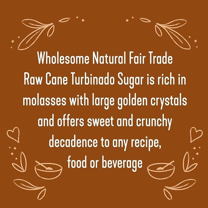 3 Wholesome Sweeteners Raw Cane Fair Trade Unrefined Non GMO Gluten Free 1.5 Pound Pack of, Natural Turbinado Sugar, 288 Ounce, (Pack of 12)