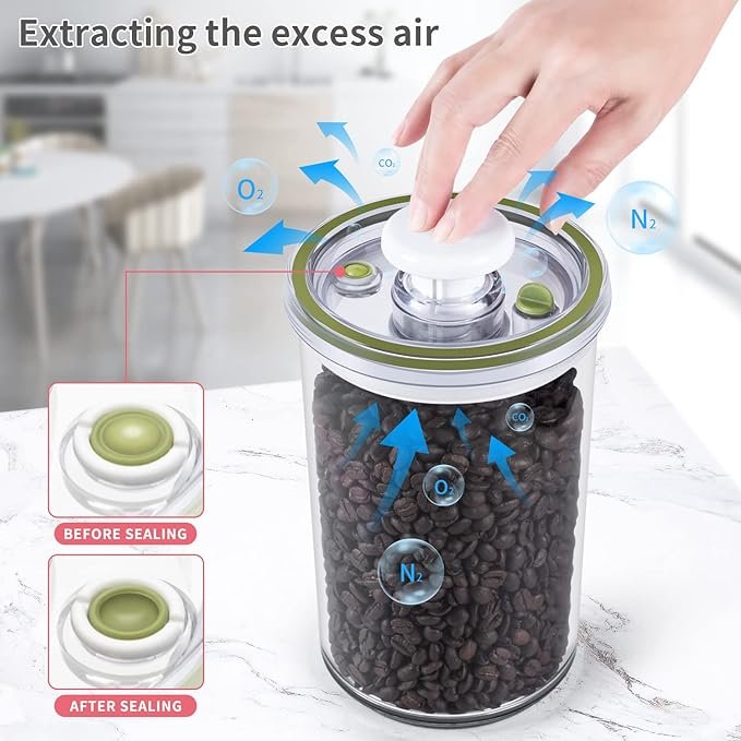 2 Large Coffee Canister: Ultimate Freshness Vacuum Container for Coffee Storage. Reliable Solution for preserving Coffee Beans, Grounds, or Powder. Air-tight Canister for storing Cookies, Candies, Dried Fruits, and Teas. Includes Sealed Bags, Spoons, Labels, and Marker Pen. Size: 1.27 Quarts.