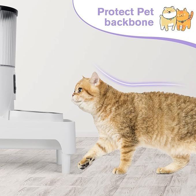 3 BEBOBLY Adjustable Cat Feeder Stand, Elevated Holder for Automatic Feeders, 3-5.1 in, Nonslip, Adjustable