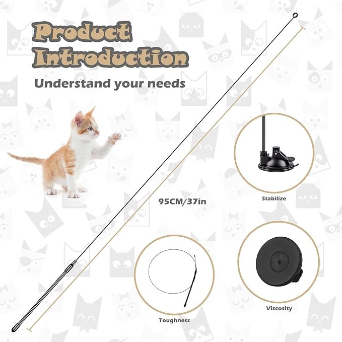 1 Cat Feather Toys Automatic Interactive Cat Toys Natural Bird Feather Ball Toys Suction Cup Pet Chase Movement Playing Toy Exercise cat Toys 7 Pcs Cat Toy Set for Indoor Bored Cats Gifts