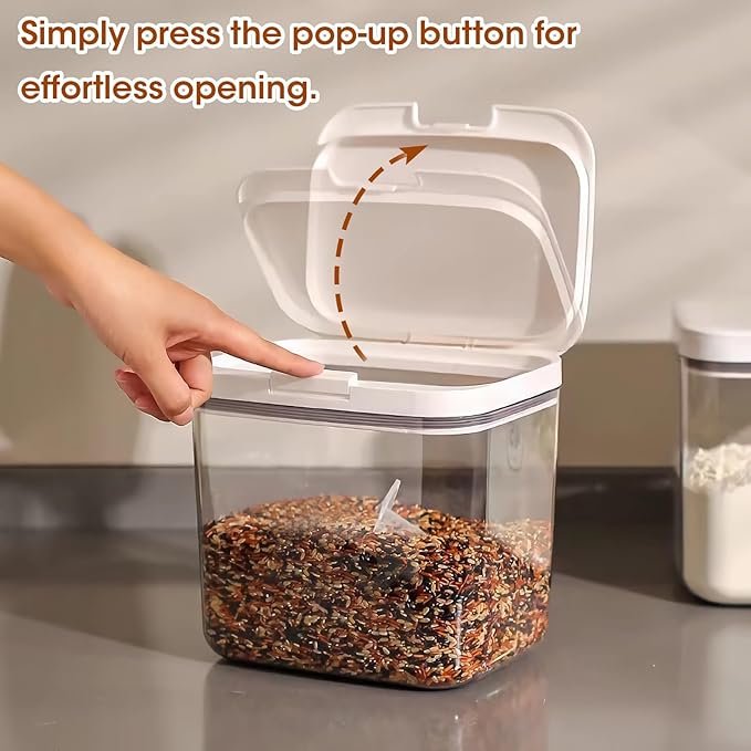 1 2 PCS Large Dog Treat Container Set with Automatic Flip-up Lids - 4.75 Qt+2.9 Qt Dog Food Storage Container Bins for Pet Treat Cat Food Bird Seed Rice Flour Sugar Storage