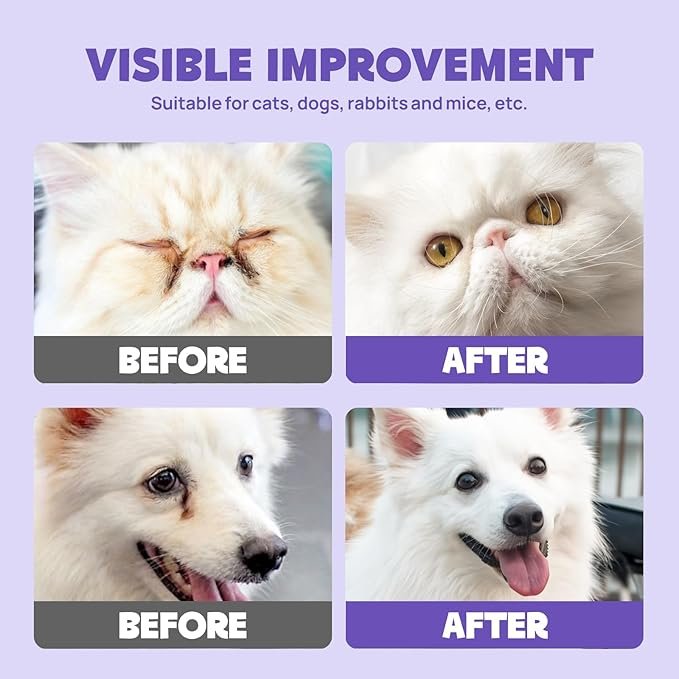 2 Eyes Wipes for Dogs & Cats - Gently Remove Tear Stain, Eye Debris, Discharge, Mucus Secretions - Coconut Oil Pet Cleaning Grooming Deodorizing Wipes for Eyes, Wrinkle, Face - 100pcs