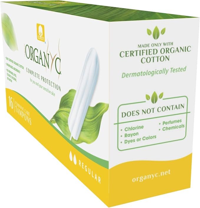 2 Organyc - 100% Certified Organic Cotton Tampons - No Applicator, Free from Chlorine, Perfumes, Rayon, and Chemicals - Normal, Regular, 16 Count (Pack of 1) (R00992)