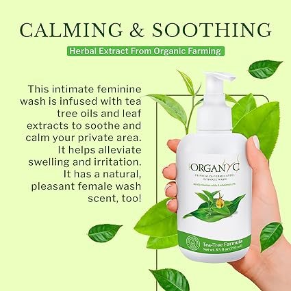 3 Organic Intimate Wash with Tea Tree Oils & Leaf Extracts, Gentle Cleansing Feminine Wash for Women with Sensitive Skin, Soothing pH Balance Feminine Wash, 8.5 fl oz, Pack of 2