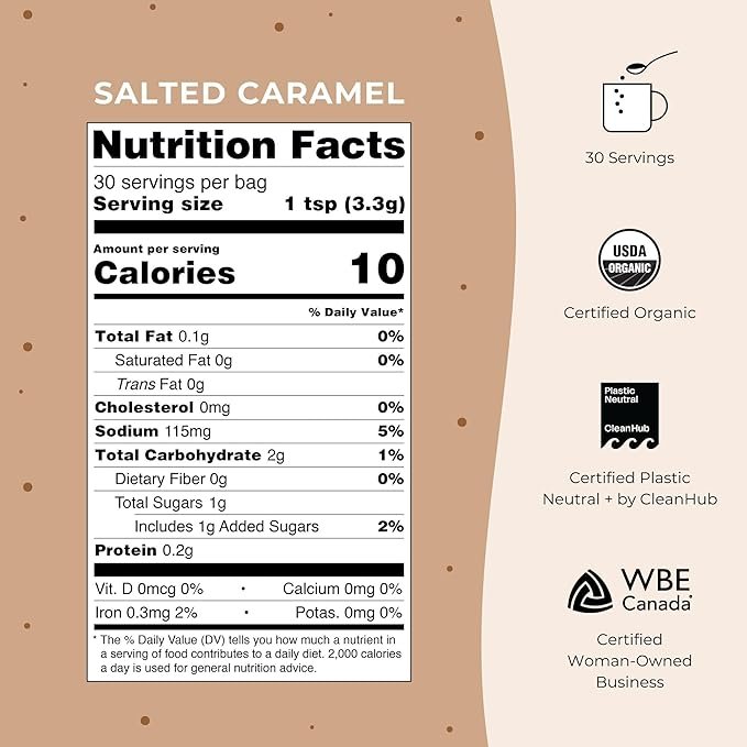 1 Blume Salted Caramel Latte - Organic Sugar-Free, Keto-Friendly, Vegan And Gluten-Free Superfoods Latte - 100 Grams