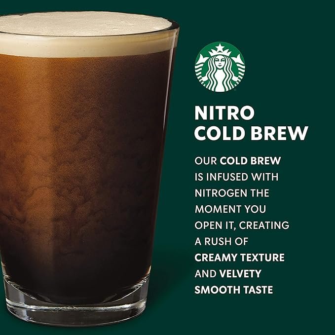 5 Starbucks - RTD Coffee Nitro Cold Brew, Splash of Sweet Cream, 9.6oz 8pk, Brown