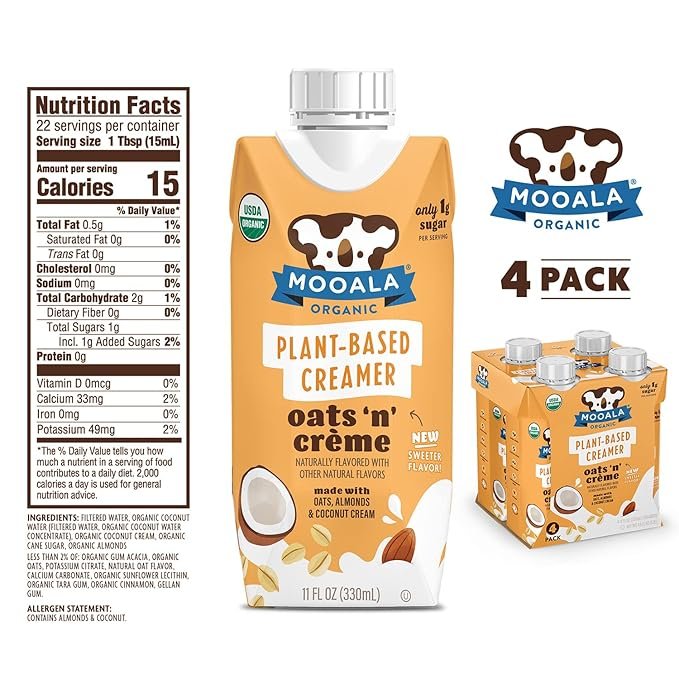 3 Mooala - Plant-Based Creamer, Organic Oats 'N' Crème, 11 oz. (Pack of 4)