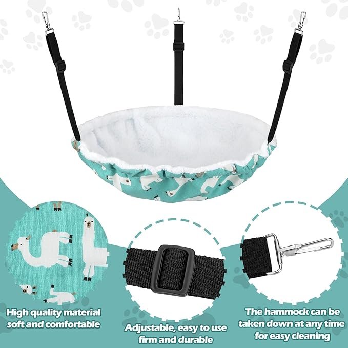 4 Jetec 2 Pcs Reversible Cat Hanging Hammock Lounge Breathable Pet Cage Hammock Soft Cat Wall Hammock Double Sided Hanging Cat Wall Bed with Adjustable Straps and Metal Hooks for Small Animals