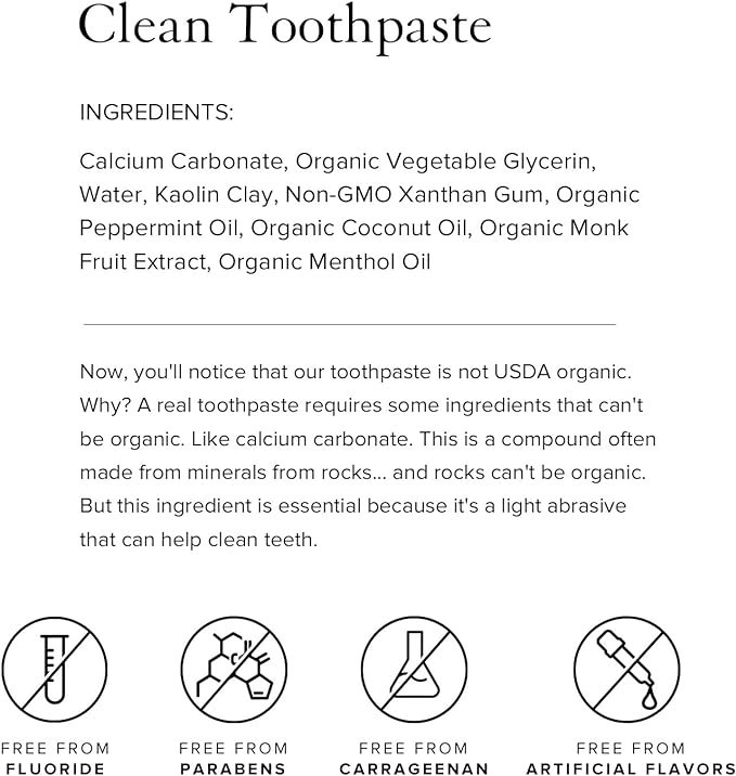 4 Truvani Clean Fluoride Free Toothpaste - Natural Paraben & Carrageenan Free Toothpaste - Peppermint (4.5 oz)