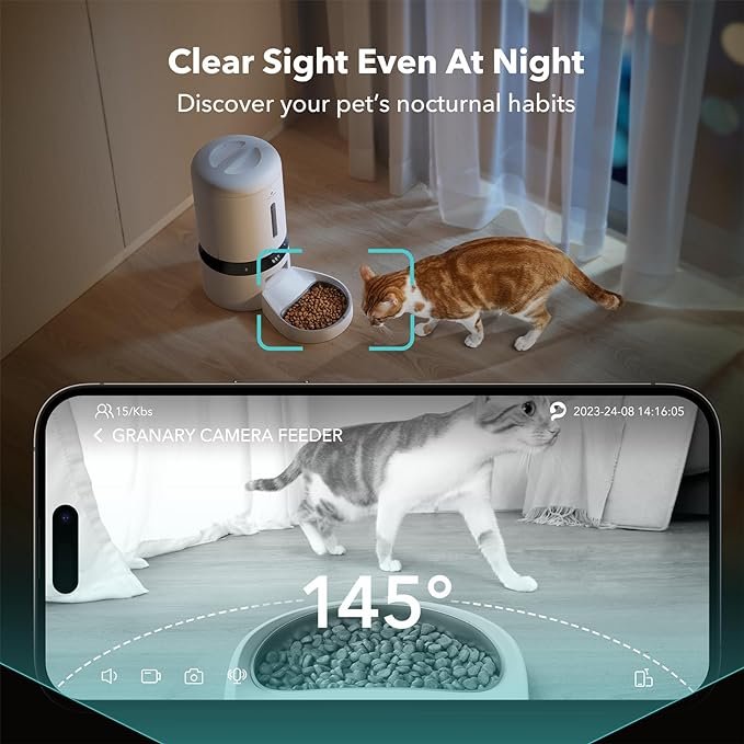 1 PETLIBRO Automatic Cat Feeder with Camera, 1080P HD Video with Night Vision, 5G WiFi Pet Feeder with 2-Way Audio, Low Food & Blockage Sensor, Motion & Sound Alerts for Cat & Dog Single Tray