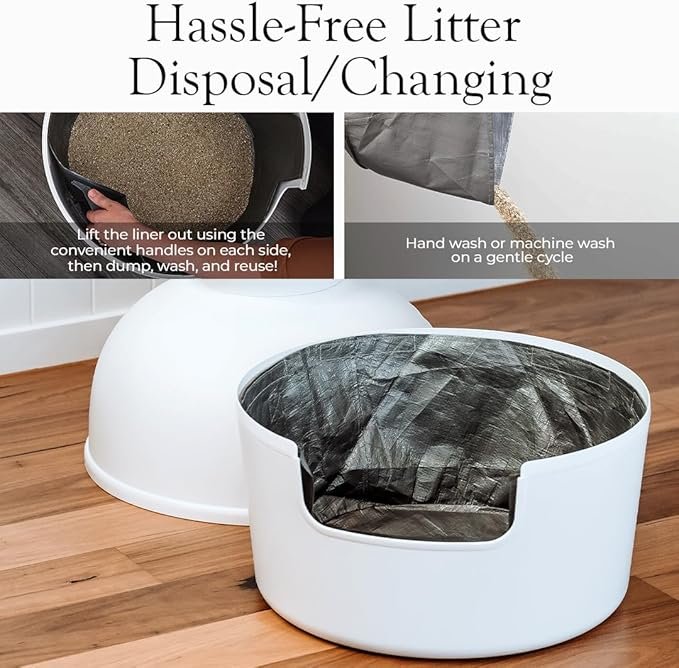 3 Reusable Litter Box Liners by Bundle & Bliss, 3-Pack - Easy to Clean, Non-Slip Litter Liners For Secret Litter Box - Durable Design, Waterproof, Scoop & Scratch-Resistant, Leak Proof, Machine-Washable