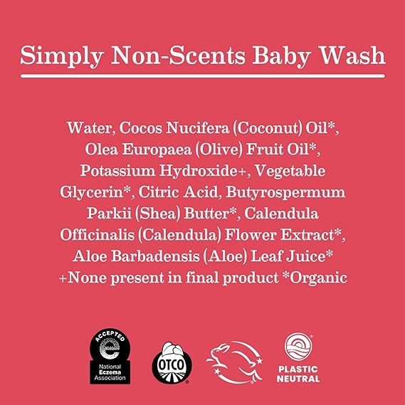 6 Earth Mama Simply Non-Scents Baby Wash Foaming Hand Soap, Organic All-Purpose Fragrance Free Body Wash for Sensitive Skin, Castile Soap with Coconut Oil, Shea Butter, Calendula, & Aloe, 34floz
