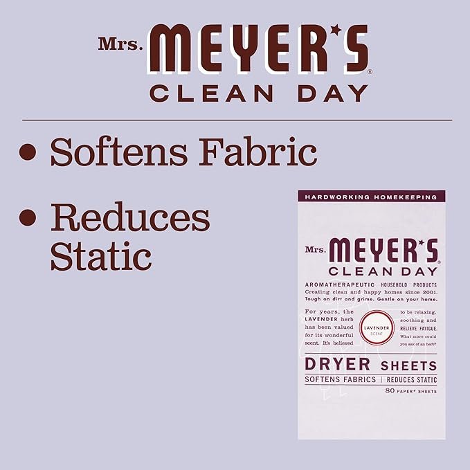 3 Mrs. Meyer's Clean Day Dryer Sheets, Lavender, 80 ct