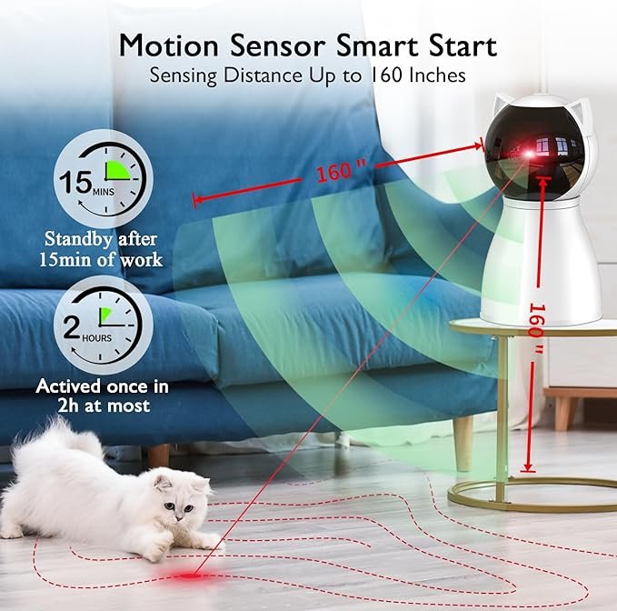 1 Cat Toys [2023 Newly Upgraded] Real Random Trajectory Rechargeable Motion Activated Cat Laser Toy Automatic,Interactive Cat Toys for Indoor Cats/Kitten/Dogs