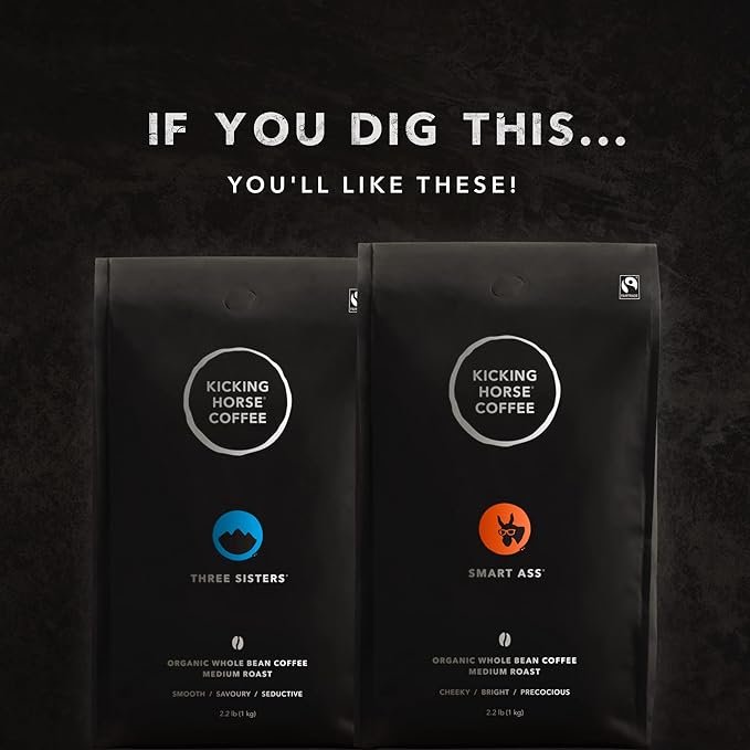 6 Kicking Horse Coffee Lucky Jim Whole Beans, Medium Roast, Certified Organic Fairtrade, Chocolate, 35 Oz (Package may Vary)