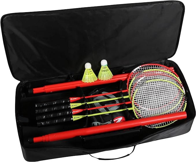 1 Zume Portable Shuttlecock Set with Standalone Base - Effortless Setup on Any Terrain - No Equipment or Anchoring Necessary