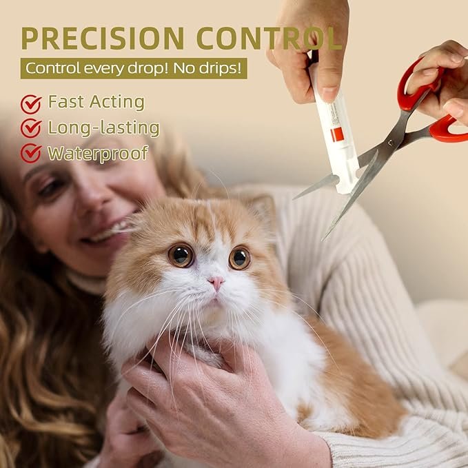 4 Flea and Tick Prevention for Cats, Cat Flea & Tick Control with Fipronil, Long-Lasting & Fast-Acting Topical Flea & Tick Treatment Drops for Kitten, 1 Doses
