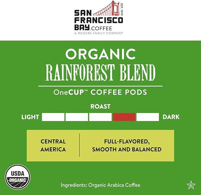 1 San Francisco Bay Compostable Coffee Pods - Organic Rainforest Blend (80 Ct) K Cup Compatible including Keurig 2.0, Medium Dark Roast