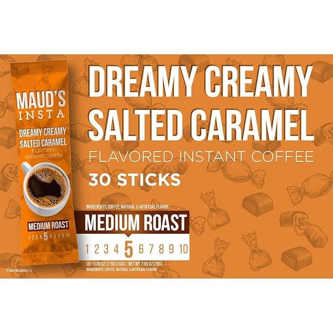 3 Dreamy Creamy Caramel Coffee Sticks, 26ct. California Roasted Instant Coffee, 100% Arabica, Solar Energy Productions