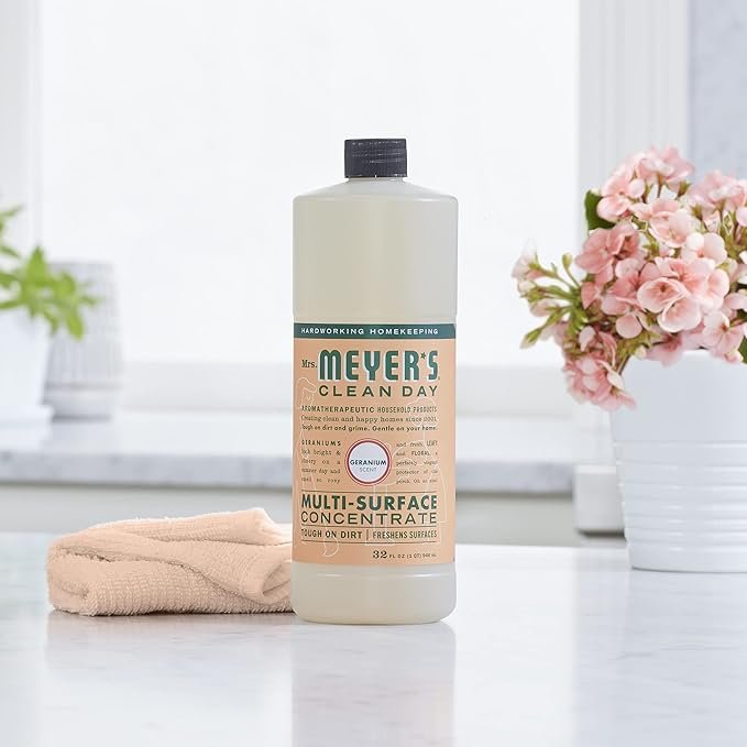 3 MRS. MEYER'S CLEAN DAY Multi-Surface Cleaner Concentrate, Use to Clean Floors, Tile, Counters, Geranium, 32 fl. oz - Pack of 2