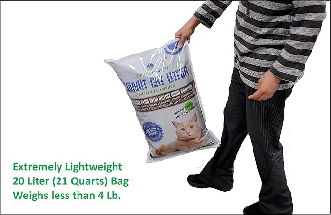 2 Coconut Cat Litter – Natural, Non-Clumping, Biodegradable Kitty Litter - 20 Liter Lasts Same As 40 Lb Clay - Advanced Odor Control Included - Ultra Lightweight – Non-Tracking