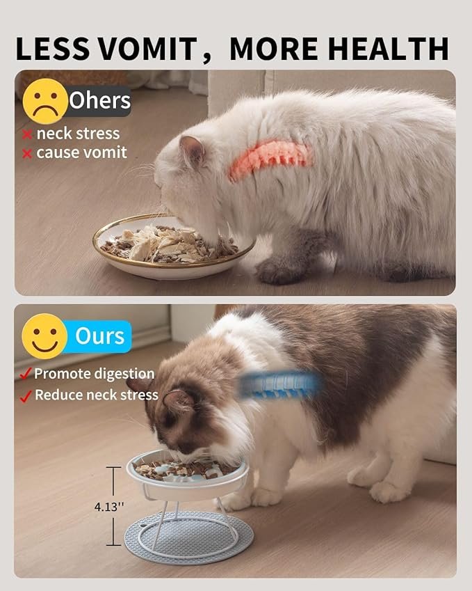 3 Cat Slow Feeder Bowl, Raised Slow Feeder Cat Bowl for Cat and Dog for Dry and Wet Food, Improve Digestion Design, Anti Vomit, Slow Down Cats Eating Speed