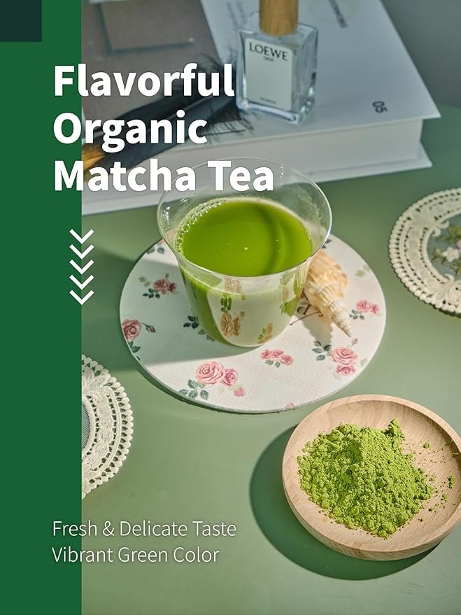 1 HYNTMYT Organic Matcha Green Tea Powder, Premium First Harvest Organic Matcha Powder for Smoothies, Latte and Baking, 7oz
