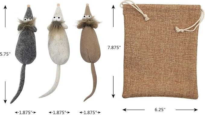 1 4 Pack Natural Interactive Catnip Cat Toys Mice Set, Accessories for Indoor Cat, Cat Pillow Toy, Catnip Plush Toy Value Set