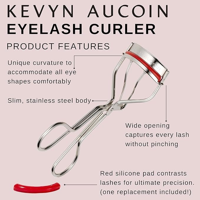 3 Kevyn Aucoin The Eyelash Curler: Easy use. Long-lasting curl of lashes effect. Wide opening. Stainless steel with two red lash cushions. Pro makeup artist tool for before & after mascara application