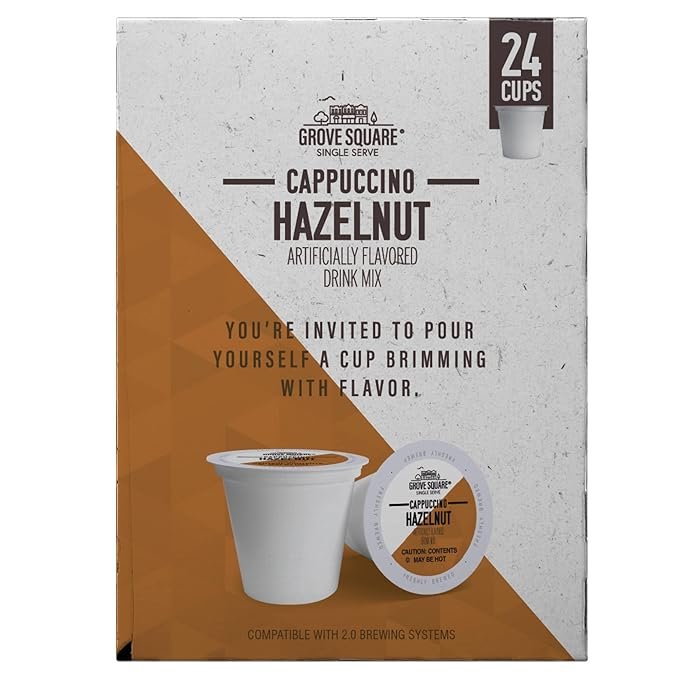 2 Grove Square Hazelnut Cappuccino, Pack of 24 Single Serve Cups