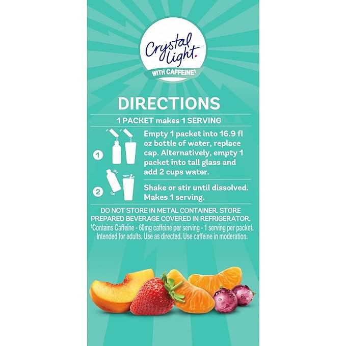 2 Crystal Light Energy Citrus, Grape, Peach Mango, & Wildy Strawberry Powdered Drink Mix Singles Variety Pack (44 ct. On-the-Go Individual Packets)