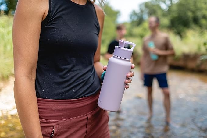 3 Simple Modern Water Bottle with Straw and Chug Lid | Insulated Stainless Steel Thermos for Sports Gym | Summit Collection | 32oz | Sea Glass Sage
