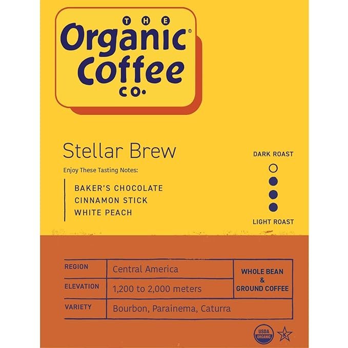 1 The Organic Coffee Co. Whole Bean Coffee - Steller Brew (2lb Bag), Medium Roast, USDA Organic