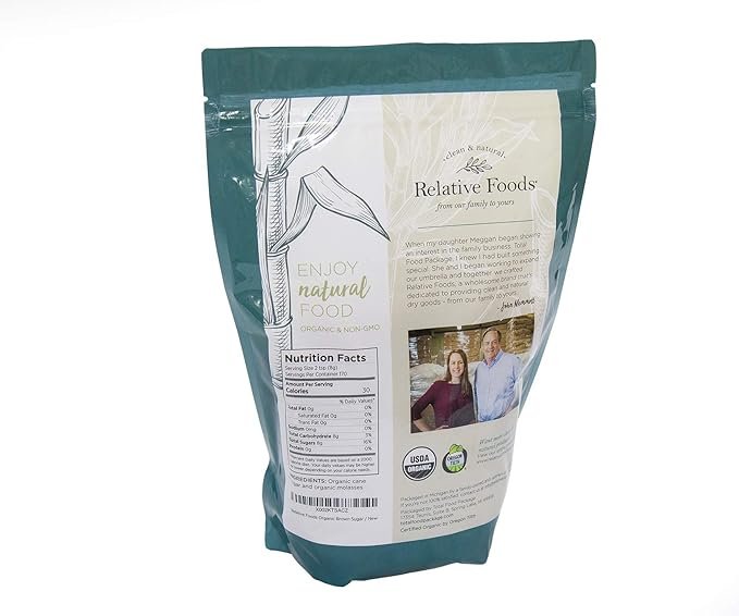 1 Organic Brown Sugar Bulk Resealable bag (3lb) - raw Light Brown sugar for Baking, Kitchen sweetener, Glazes & More - Made with Organic Molasses for a Sweet and Flavorful Taste