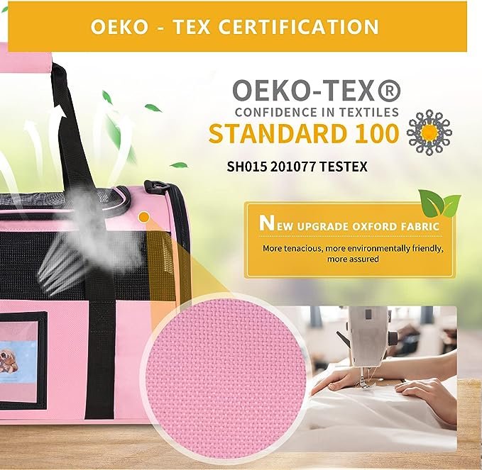 1 Seclato Cat Carrier, Dog Carrier, Pet Carrier Airline Approved for Cat, Small Dogs, Kitten, Cat Carriers for Small Medium Cats Under 15lb, Collapsible Soft Sided TSA Approved Cat Travel Carrier, Pink