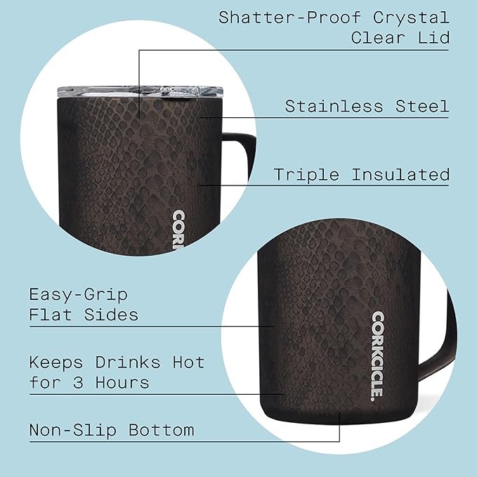 1 Corkcicle Insulated Tumbler - Stainless Steel Travel Mug with Lid (16 oz)